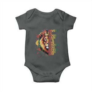 Rasta Lion Baby Onesie Invest In Your Hair It's The Crown You Never Take Off Jamaican Pride TS11 Dark Heather Print Your Wear