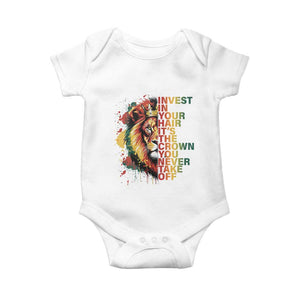 Rasta Lion Baby Onesie Invest In Your Hair It's The Crown You Never Take Off Jamaican Pride TS11 White Print Your Wear