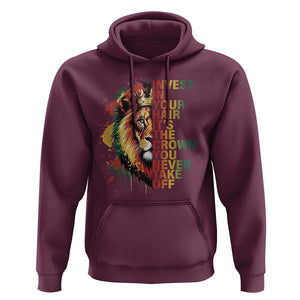 Rasta Lion Hoodie Invest In Your Hair It's The Crown You Never Take Off Jamaican Pride TS11 Maroon Print Your Wear