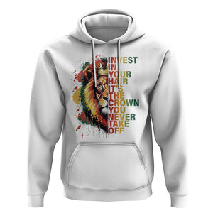 Rasta Lion Hoodie Invest In Your Hair It's The Crown You Never Take Off Jamaican Pride TS11 White Print Your Wear