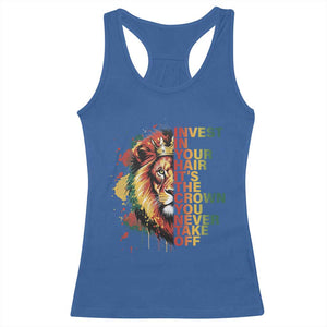 Rasta Lion Racerback Tank Top Invest In Your Hair It's The Crown You Never Take Off Jamaican Pride TS11 Royal Blue Print Your Wear