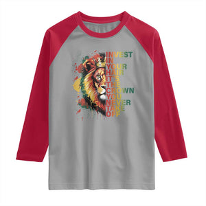Rasta Lion Raglan Shirt Invest In Your Hair It's The Crown You Never Take Off Jamaican Pride TS11 Sport Gray Red Print Your Wear