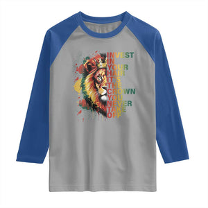 Rasta Lion Raglan Shirt Invest In Your Hair It's The Crown You Never Take Off Jamaican Pride TS11 Sport Gray Royal Print Your Wear