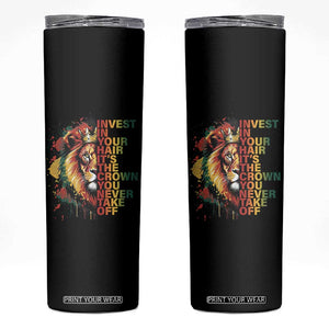 Rasta Lion Skinny Tumbler Invest In Your Hair It's The Crown You Never Take Off Jamaican Pride TS11 Black Print Your Wear