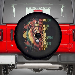 Rasta Lion Spare Tire Cover Invest In Your Hair It's The Crown You Never Take Off Jamaican Pride TS11 Black Print Your Wear