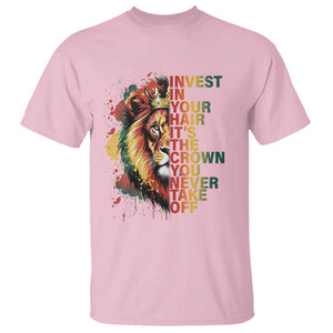Rasta Lion T Shirt Invest In Your Hair It's The Crown You Never Take Off Jamaican Pride TS11 Light Pink Print Your Wear