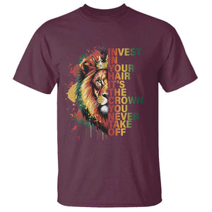 Rasta Lion T Shirt Invest In Your Hair It's The Crown You Never Take Off Jamaican Pride TS11 Maroon Print Your Wear