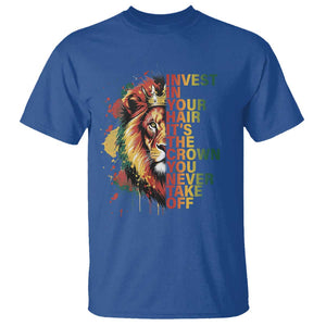 Rasta Lion T Shirt Invest In Your Hair It's The Crown You Never Take Off Jamaican Pride TS11 Royal Blue Print Your Wear