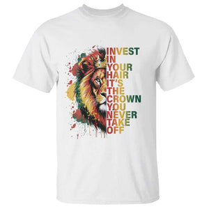 Rasta Lion T Shirt Invest In Your Hair It's The Crown You Never Take Off Jamaican Pride TS11 White Print Your Wear