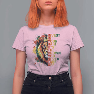 Rasta Lion T Shirt For Women Invest In Your Hair It's The Crown You Never Take Off Jamaican Pride TS11 Light Pink Print Your Wear