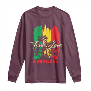 True Love Reggae Long Sleeve Shirt Jamaican Rasta Music Palm Tree TS11 Maroon Print Your Wear