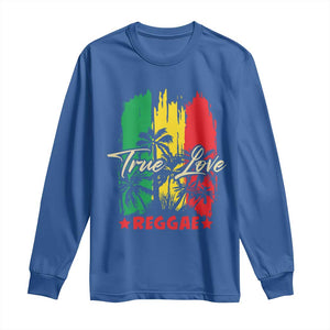 True Love Reggae Long Sleeve Shirt Jamaican Rasta Music Palm Tree TS11 Royal Blue Print Your Wear