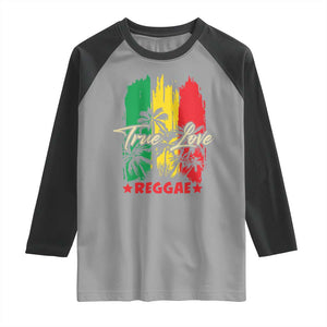 True Love Reggae Raglan Shirt Jamaican Rasta Music Palm Tree TS11 Sport Gray Black Print Your Wear