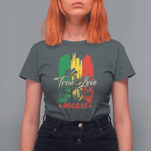 True Love Reggae T Shirt For Women Jamaican Rasta Music Palm Tree TS11 Dark Heather Print Your Wear
