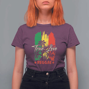 True Love Reggae T Shirt For Women Jamaican Rasta Music Palm Tree TS11 Maroon Print Your Wear