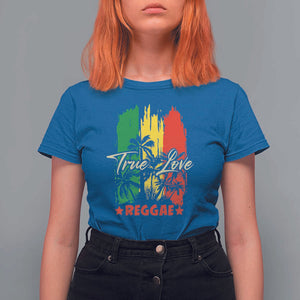 True Love Reggae T Shirt For Women Jamaican Rasta Music Palm Tree TS11 Royal Blue Print Your Wear