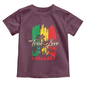 True Love Reggae Toddler T Shirt Jamaican Rasta Music Palm Tree TS11 Maroon Print Your Wear