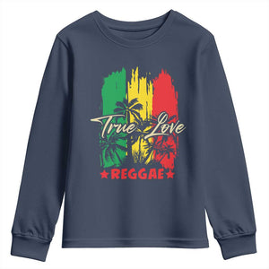 True Love Reggae Youth Sweatshirt Jamaican Rasta Music Palm Tree TS11 Navy Print Your Wear