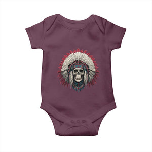 Native American Indian Chief Skull Headdress Baby Onesie TS11 Maroon Print Your Wear