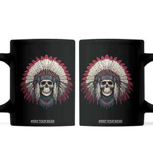 Native American Indian Chief Skull Headdress Coffee Mug TS11 Black Print Your Wear