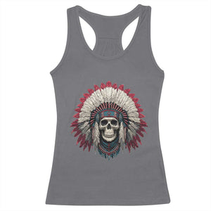 Native American Indian Chief Skull Headdress Racerback Tank Top TS11 Charcoal Print Your Wear