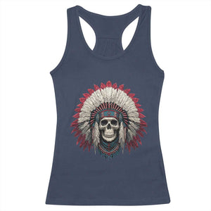 Native American Indian Chief Skull Headdress Racerback Tank Top TS11 Navy Print Your Wear