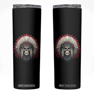Native American Indian Chief Skull Headdress Skinny Tumbler TS11 Black Print Your Wear