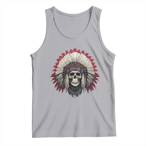 Native American Indian Chief Skull Headdress Tank Top TS11 Athletic Heather Print Your Wear