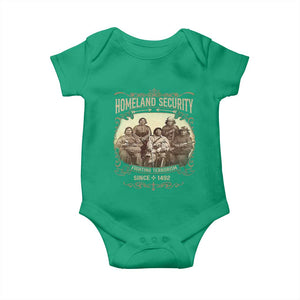 Homeland Security Fighting Terrorism Since 1492 Baby Onesie Native American History TS11 Irish Green Print Your Wear