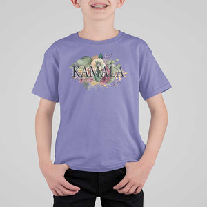 Harris 2024 T Shirt For Kid Vintage Flowers Feminine First Female President TS11 Violet Print Your Wear