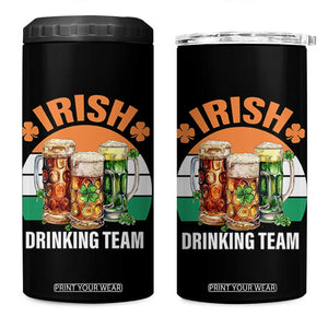 Funny Irish Drinking Team 4 in 1 Can Cooler Tumbler St Patricks Day Vintage Beer Ireland Flag Clover TS11 One Size: 16 oz Black Print Your Wear