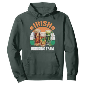 Funny Irish Drinking Team Hoodie St Patricks Day Vintage Beer Ireland Flag Clover TS11 Dark Forest Green Print Your Wear