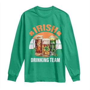 Funny Irish Drinking Team Long Sleeve Shirt St Patricks Day Vintage Beer Ireland Flag Clover TS11 Irish Green Print Your Wear