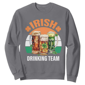 Funny Irish Drinking Team Sweatshirt St Patricks Day Vintage Beer Ireland Flag Clover TS11 Charcoal Print Your Wear