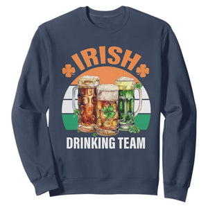 Funny Irish Drinking Team Sweatshirt St Patricks Day Vintage Beer Ireland Flag Clover TS11 Navy Print Your Wear