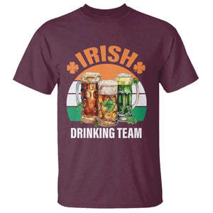 Funny Irish Drinking Team T Shirt St Patricks Day Vintage Beer Ireland Flag Clover TS11 Maroon Print Your Wear