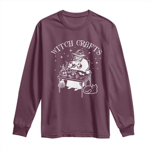 Funny Halloween Long Sleeve Shirt Witch Crafts Witchcraft Skull Cat Ghost TS11 Maroon Print Your Wear