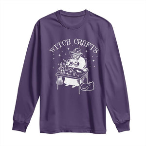 Funny Halloween Long Sleeve Shirt Witch Crafts Witchcraft Skull Cat Ghost TS11 Purple Print Your Wear