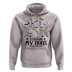 Funny Teacher Halloween Hoodie Teaching My Boos Teacherlife Ghost Pencil Book TS11 Ice Gray Print Your Wear