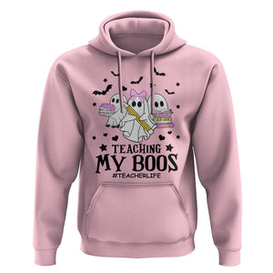 Funny Teacher Halloween Hoodie Teaching My Boos Teacherlife Ghost Pencil Book TS11 Light Pink Print Your Wear