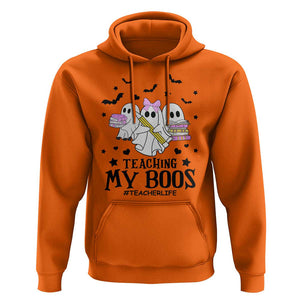 Funny Teacher Halloween Hoodie Teaching My Boos Teacherlife Ghost Pencil Book TS11 Orange Print Your Wear