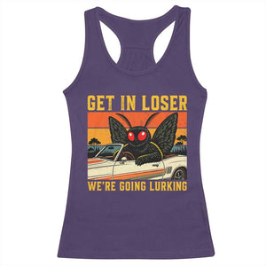 Get In Loser We Are Going Lurking Funny Mothman Racerback Tank Top Cryptozoology Cryptid Lover