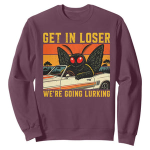 Get In Loser We Are Going Lurking Funny Mothman Sweatshirt Cryptozoology Cryptid Lover