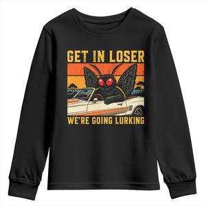 Get In Loser We Are Going Lurking Funny Mothman Youth Sweatshirt Cryptozoology Cryptid Lover