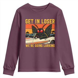 Get In Loser We Are Going Lurking Funny Mothman Youth Sweatshirt Cryptozoology Cryptid Lover