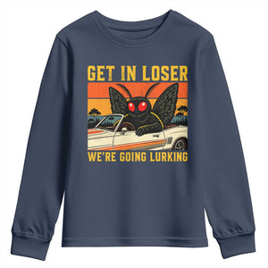 Get In Loser We Are Going Lurking Funny Mothman Youth Sweatshirt Cryptozoology Cryptid Lover