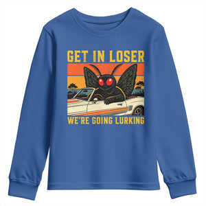 Get In Loser We Are Going Lurking Funny Mothman Youth Sweatshirt Cryptozoology Cryptid Lover