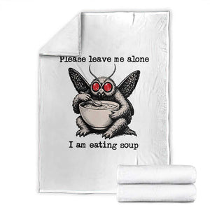 Please Leave Me Alone I Am Eating Soup Funny Mothman Throw Blanket