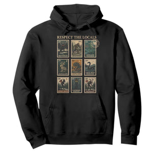 Respect The Locals Cryptids Monster Stamps Hoodie Cryptozoology Paranormal Bigfoot Mothman TS11 Black Print Your Wear