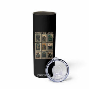 Respect The Locals Cryptids Monster Stamps Skinny Tumbler Cryptozoology Paranormal Bigfoot Mothman